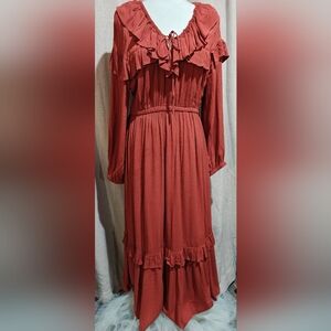 Gibson Latimer Terracotta Long Sleeve Dress